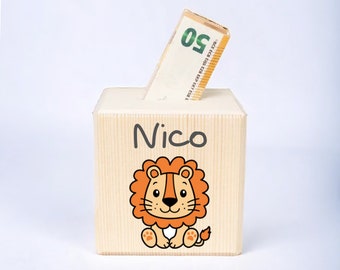 Money box personalized animals | Birth gift | Christening gift | Money box child | Money box with name | Money box wood | Piggy bank