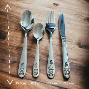 Personalized cutlery for children with engraving Forest motifs forest animals Children's cutlery including wooden box and breakfast board image 6