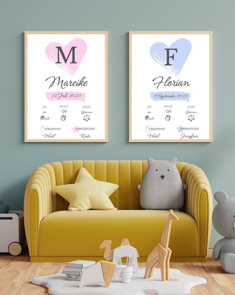 Annonce de naissance, thème de naissance personnalisé, photo de naissance, poster données de naissance, poster de naissance, cadeau de naissance, à imprimer soi-même image 9