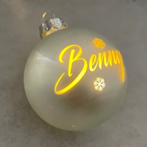 Illuminated personalized Christmas bauble for birth, gift idea, Christmas, Christmas tree, personalized, family, baby