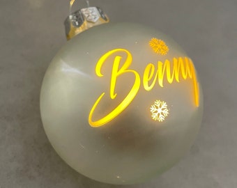 Illuminated personalized Christmas ball for birth, gift idea, Christmas, Christmas tree, personalised, family, baby