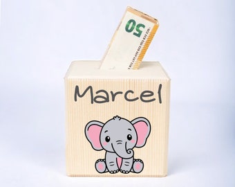 Money box personalized animals | Birth gift | Christening gift | Money box child | Money box with name | Money box wood | Piggy bank