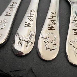 Children&#39;s cutlery with engraving / Animals in the zoo / Personalized with name / Gift idea / Birth / Baby / Cutlery / Stainless steel / Christening gift