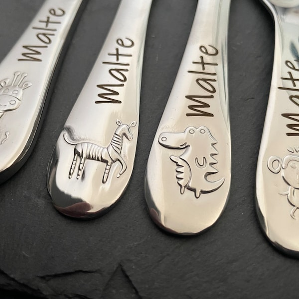 Children's cutlery with engraving / animals in the zoo / personalized with name / gift idea / birth / baby / cutlery / stainless steel / christening gift