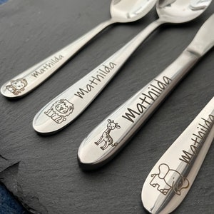 Children's cutlery with engraving / Safari / including wooden box / Personalized with name / Gift idea / Birth / Personalized / Baptism gift Safari mit Box