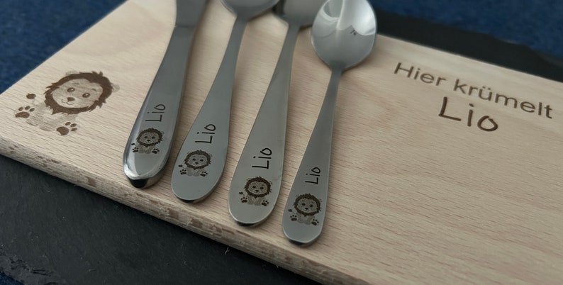 Children's cutlery with engraving / baby lion / forest friends / personalized with name / gift idea / birth / baby / cutlery / / baptism gift image 5