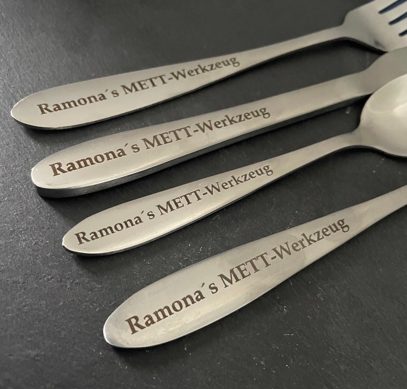Cutlery engraving, cutlery set personalized, spoon, fork, knife, party, gift, wedding, tableware, set, kitchen, stainless steel, gift idea image 1