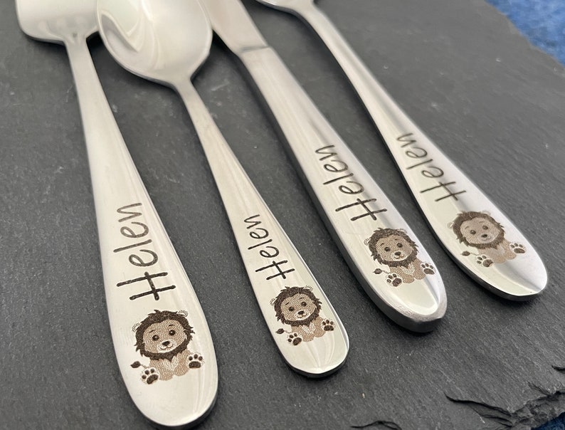 Children's cutlery with engraving / baby lion / forest friends / personalized with name / gift idea / birth / baby / cutlery / / baptism gift image 4