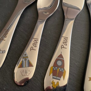 Children&#39;s cutlery with engraving / Astronaut / Personalized with name / Gift idea / Birth / Baby / Cutlery / Stainless steel / Christening gift