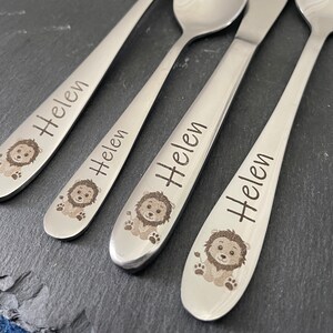 Children's cutlery with engraving / baby lion / forest friends / personalized with name / gift idea / birth / baby / cutlery / / baptism gift image 6