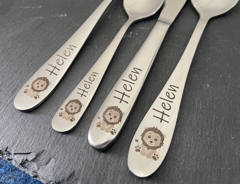 Children's cutlery with engraving / baby lion / forest friends / personalized with name / gift idea / birth / baby / cutlery / / baptism gift image 6