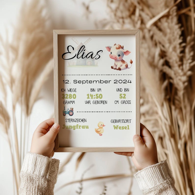 Birth Announcement, Farm, Personalized Birth Board, Birth Picture