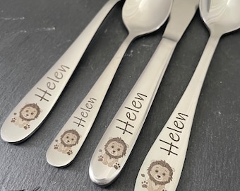 Children's cutlery with engraving / baby lion / personalized with name / gift idea / birth / baby / cutlery / christening gift