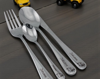 Personalized children's cutlery set with name, perfect for babies, birth, gift idea, christening gift