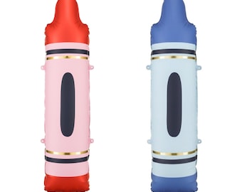 Giant Crayon Foil Balloon: Back To School Decorations, Red or Blue
