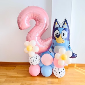 Licensed Bluey Balloon Tower, Bluey Themed Birthday, Bluey Birthday Decorations, Puppy Birthday Decor, Bluey Theme Party, Puppy Party Decor