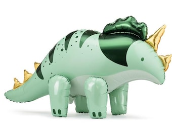 Standing Triceratops Foil Balloon: Dinosaur Birthday Decorations