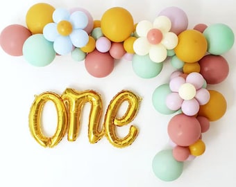 Boho Flower Balloon Garland: Two Groovy Birthday Decorations, Daisies