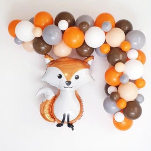 Ghirlanda di palloncini a tema bosco, decorazioni per il primo compleanno a tema bosco, decorazioni per baby shower a tema bosco, decorazioni per il compleanno a tema volpe, arco di palloncini a tema volpe