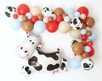 Barnyard Balloon Garland: Holy Cow I'm One Party Decorations