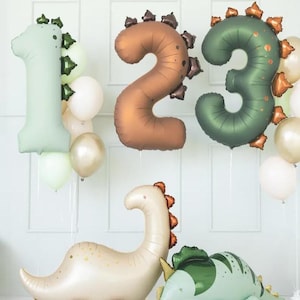 Dinosaur Number Balloon: Jurassic Birthday Party Decorations For Kids, Numbers 1, 2, 3