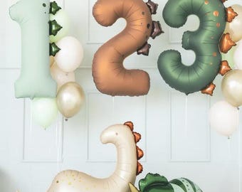 Ballon chiffre dinosaure : Décorations de fête d'anniversaire jurassique pour enfants, chiffres 1, 2, 3