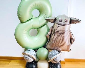 Licensed Star Wars Balloon Sculpture: Mandalorian Birthday Decorations, Any Number