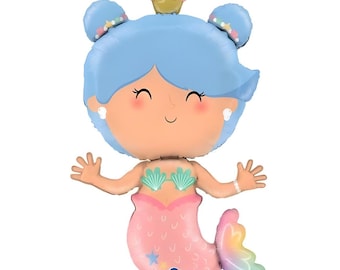 人魚のホイルバルーン：海の中をテーマにした誕生日デコレーション