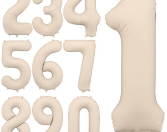 Matte Beige Number Balloon: Neutral Birthday Decorations, Any Number