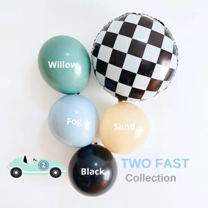 Race Car Balloons, Race Car Balloon Garland, Race Car Birthday Decor, Muted Race Car Birthday, Two Fast Birthday Decor, Fast One Birthday
