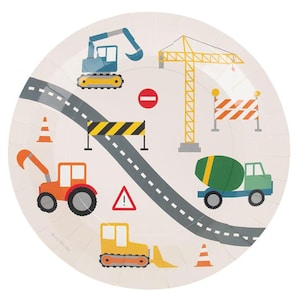 Construction Party Plates: Dumper Truck Themed Birthday Decorations, Pack of 8