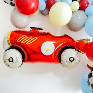 Vintage Race Car Balloon, Race Car Birthday Decorations, Car Birthday Decor, Race Car First Birthday, Two Fast Birthday, One Fast Birthday
