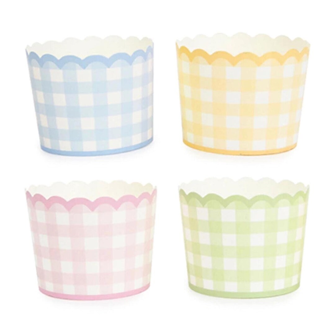 Pastel Gingham Cupcake Wrappers: Colorful Birthday Decorations, Pack of ...