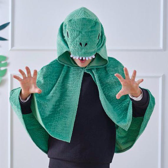 Dinosaurier-Kostüm Für Kinder – 3-teiliges Set (Umhang, Maske, Hut), Für 3-8 Jahre