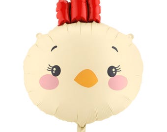 Folieballon in de vorm van een kippenkop: Verjaardagsdecoratie met dierenthema