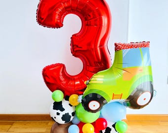 Scultura di palloncini a forma di trattore fai da te, decorazioni di compleanno a tema fattoria, decorazioni di compleanno a tema cortile, decorazioni per feste a tema trattore, palloncini a tema fattoria