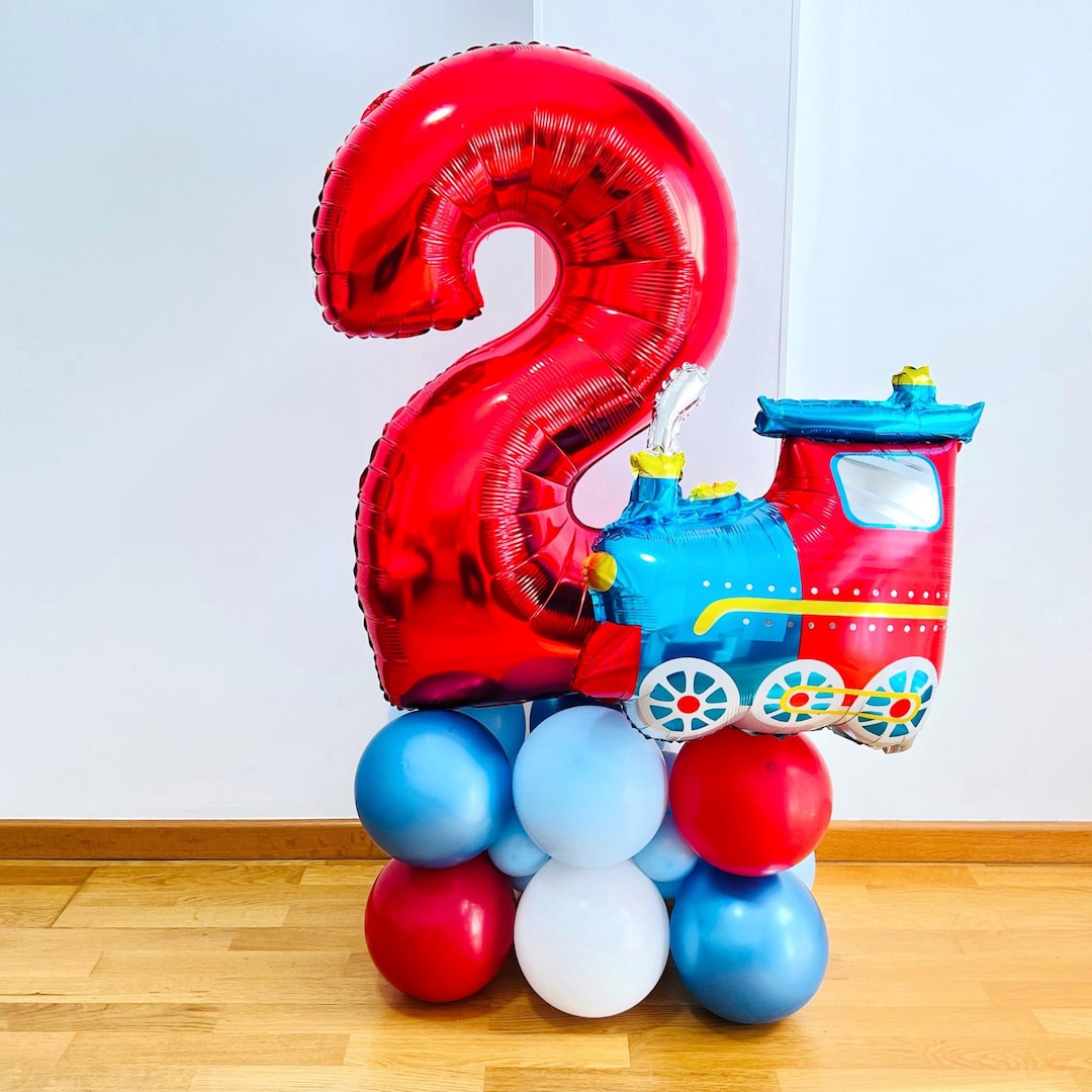 Train Balloon Stack DIY Train Balloon Sculpture: All Aboard Birthday Party Decorations, Any ...