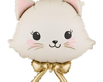 Cat Head Foil Balloon: Kitten Themed Birthday Decorations