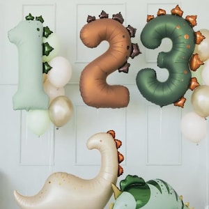 Dinosaur Number Balloon 92 cm: Jurassic Birthday Decorations For Kids, Numbers 1, 2, 3