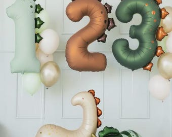 Dinosaur Number Balloon 92 cm: Jurassic Birthday Decorations For Kids, Numbers 1, 2, 3