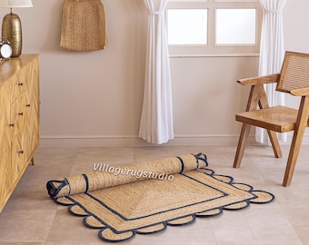 Scallop Jute Rug Natural Jute Wavy Edge.