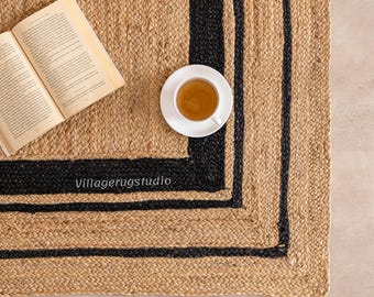 Handmade Jute Braided Area Rug: Bohemian Style, Custom Size Rug