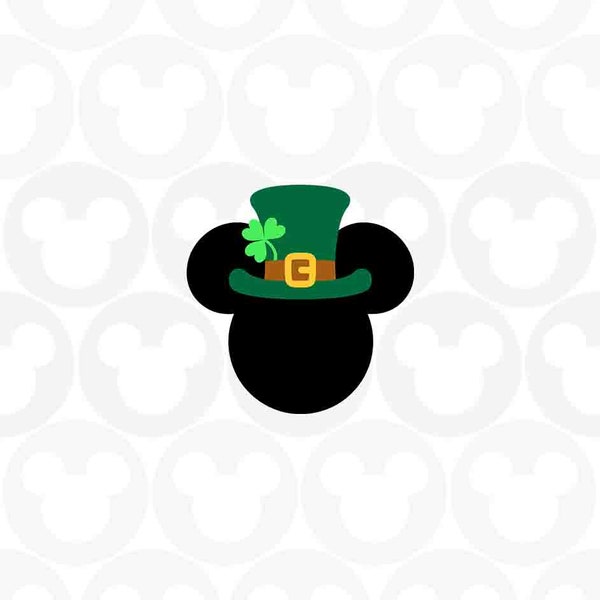 St Patrick's Day, Leprechaun Hat, Mickey Mouse, Clover, Ears Head, Lucky, Irish, Svg Png Formats, Instant Download, Silhouette Cameo, Cricut