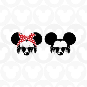 Mickey Minnie Mouse, Bandana Dots Sunglasses Castle, Svg Png Formats, Instant Download, Silhouette Cameo, Cricut