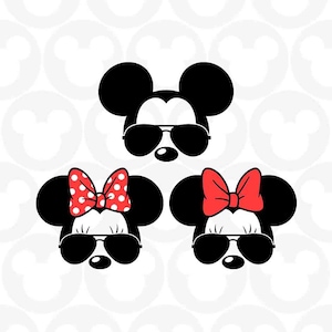 Mickey Minnie Mouse, Gafas de sol, Familia, Cabeza Orejas Arco Gafas, Puntos, Polkadot, Formatos Png Svg, Descarga instantánea, Silhouette Cameo, Cricut