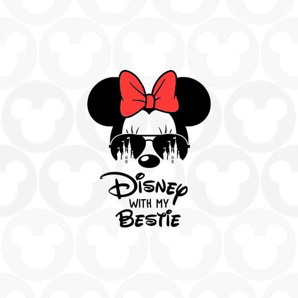 Bestie, Minnie Mouse, Best Friend Matching Set, Sunglasses Castle Ears Head Bow, Svg Png Formats, Instant Download, Silhouette Cameo, Cricut