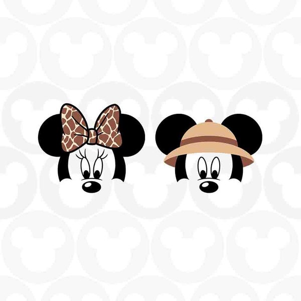 Mickey Minnie Mouse, Animal Kingdom, Safari Hat, Giraffe, Head Ears Bow, Svg Png Formats, Instant Download, Silhouette Cameo, Cricut