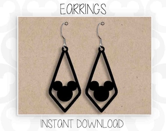 Earrings, Mickey Mouse, Ears Head, Svg Png Formats, Instant Download, Silhouette Cameo, Cricut, Glowforge