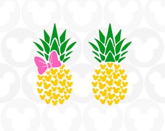 Pineapple, Mickey Minnie Mouse, Ears Bow, Summer, Fruit, Svg Png Formats, Instant Download, Silhouette Cameo, Cricut