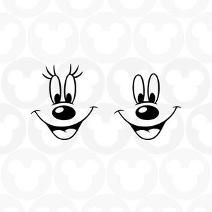 Mickey Minnie Mouse, Smiling Face, Lashes, Mouth, Svg Png Formats, Instant Download, Silhouette, Cricut
